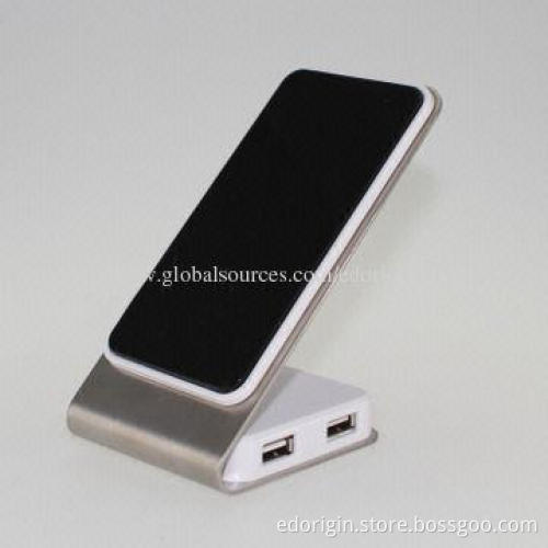 Rotatable USB Hub Mobile Phone Holder with 4 Ports USB Hub, Metal Base and Silica Gel Pad